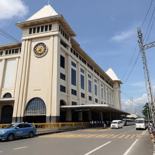 Prompt: Facade of Andres Bonifacio terminus once called tutuban station at Manila which is the starting point for the northwestern main line Circa August 2023