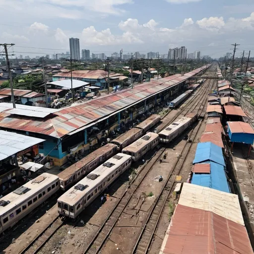 Prompt: Solis Street Station at tondo Manila along the north western main line circa August 2023