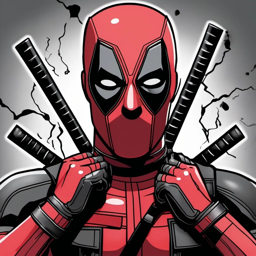 Prompt: Create a close-up image of a character inspired by Deadpool for a Discord profile picture, focusing on the character’s face while also showcasing his power. The character should be wearing Deadpool's iconic red and black mask, with sharp, clean lines and a slightly mischievous smirk visible beneath the mask. To highlight his power, add subtle glowing red eyes or a faint, dark energy radiating from the mask’s edges, giving the impression of hidden strength and resilience.

Incorporate small details that suggest power, such as cracks or fissures in the air around the mask where energy is breaking through, or a faint aura of red and black swirling softly around his head. The background should remain simple but intense, with dark red and black gradients, perhaps with wisps of smoke or shadowy tendrils extending from the character to hint at his chaotic energy.

The overall image should maintain a balance between simplicity and complexity, with the character’s face at the center, enhanced by subtle effects that convey a sense of Deadpool’s unique power and unbreakable spirit