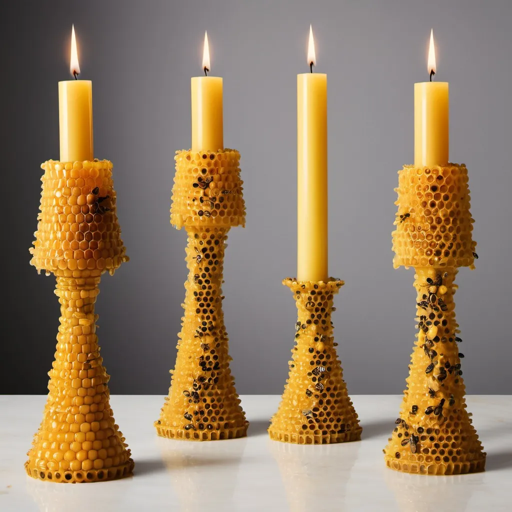 Prompt: candlesticks made of bees