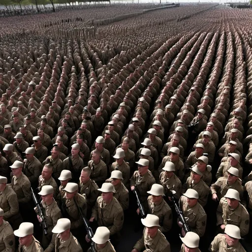 Prompt: Images of thousands of troops