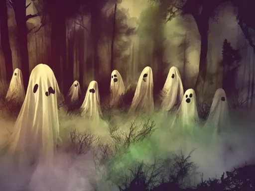 Prompt: Ghosts in a forest 