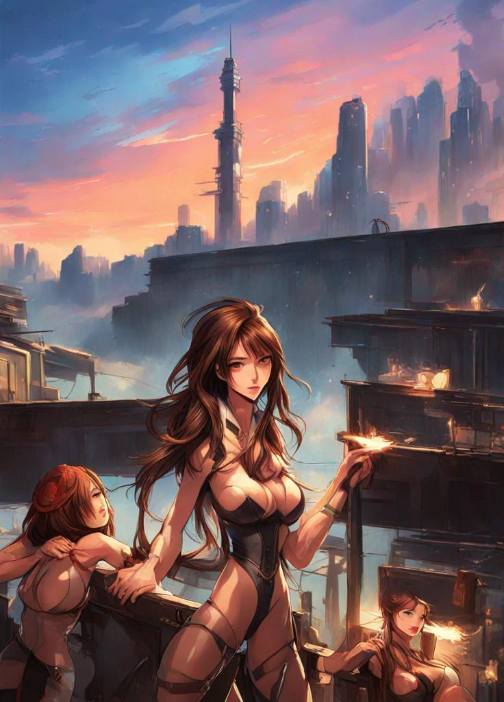 Prompt: long brown hair, 2 women by the water, Japanese's drawn  standing in front of gaming  desk , in swimsuit 

 warzone

high quality 
 steamy 

, professional,  lighting
