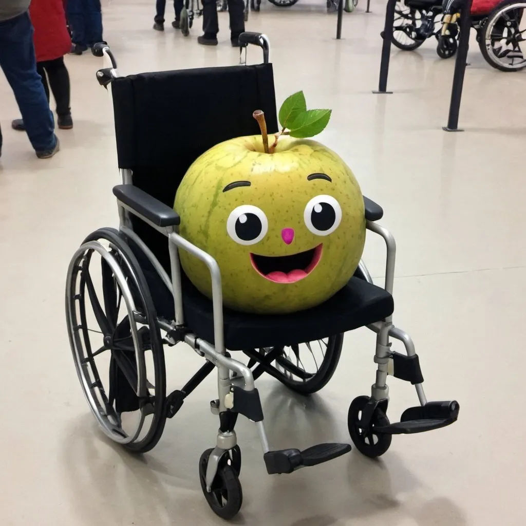 Prompt: afton fruit in a wheelchair 