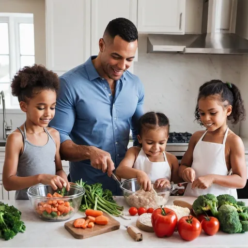 Prompt: family cooking healthy prep meal