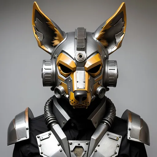 Prompt: Metal coyote mask humanoid power armor no gun