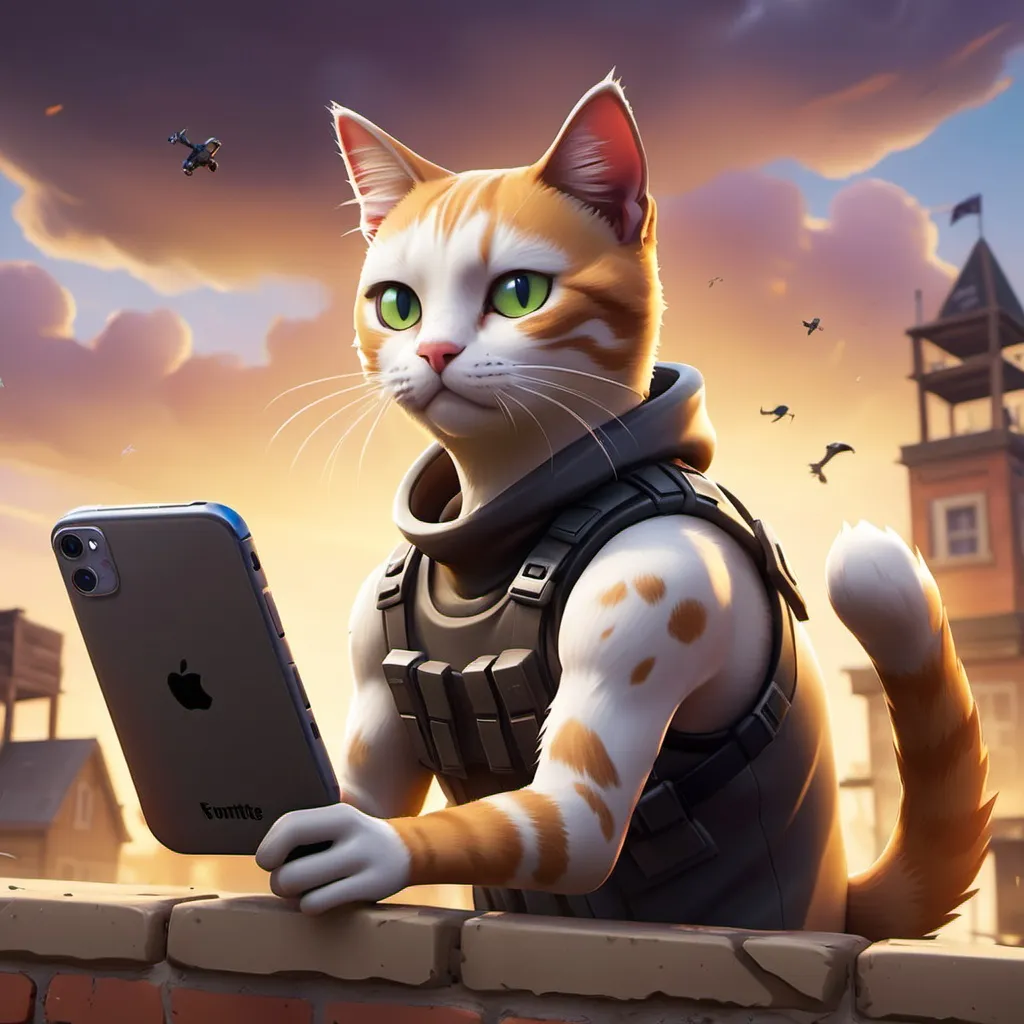 Prompt: e.g, cat playing fortnite