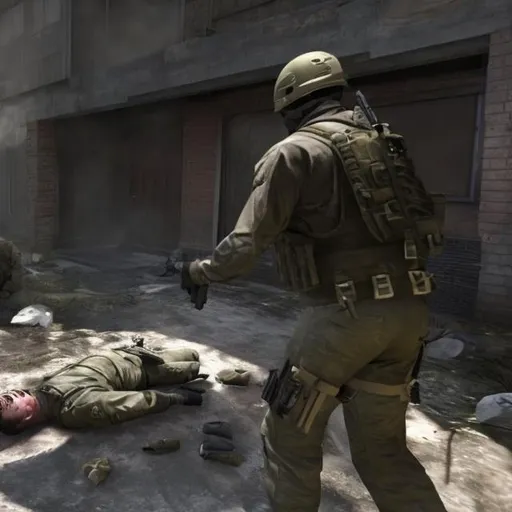 Prompt: me standing over my friends dead body in call of duty