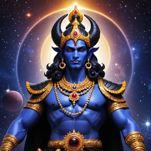 Prompt: Lord Shani in galaxy