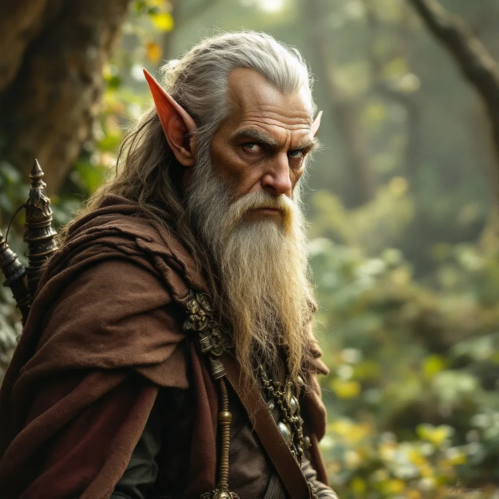 Prompt: Umberto Galimberti as a lord of the rings elf