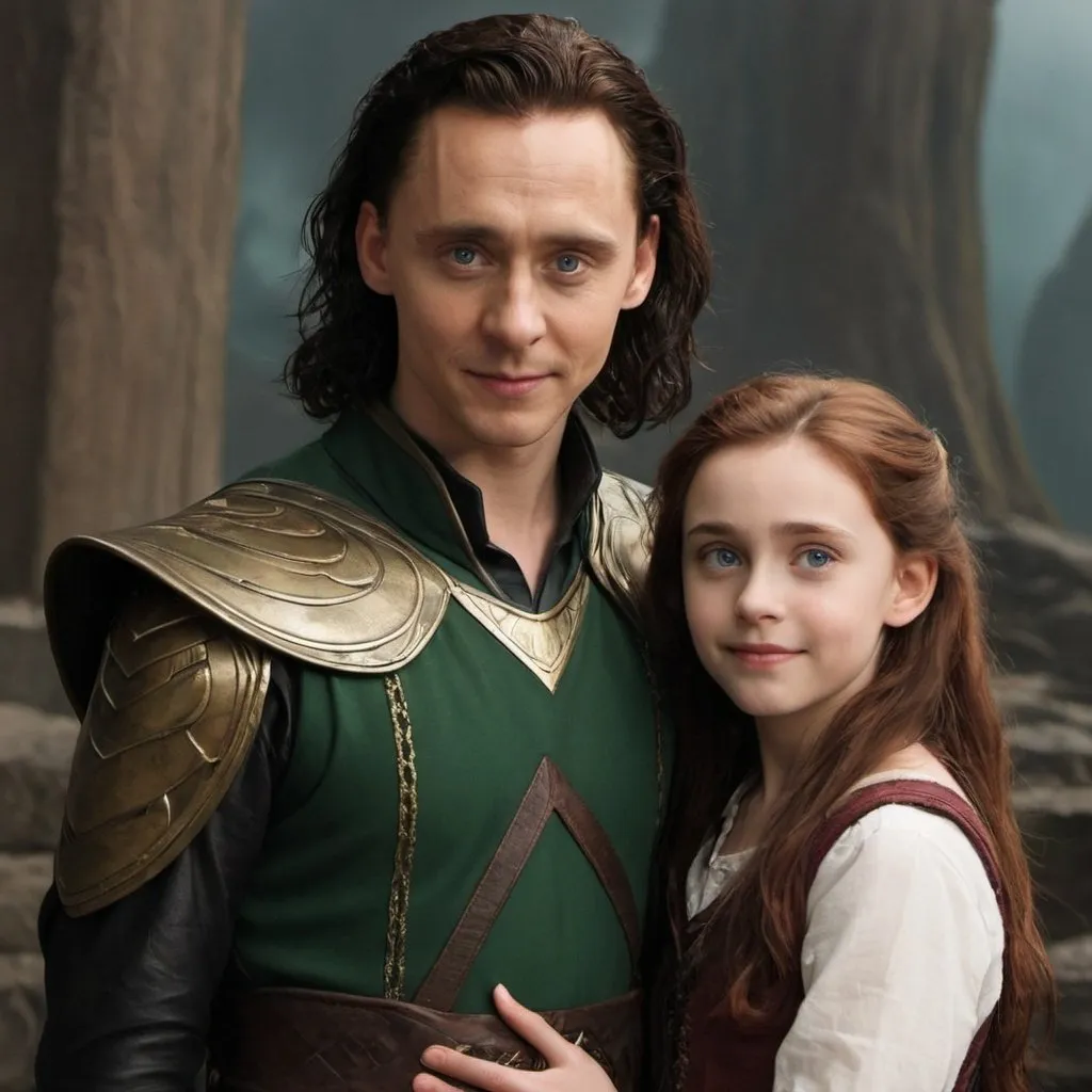 Prompt: A Young Tom Hiddleston's Loki in Asgard with Ariel Disney Relistic 