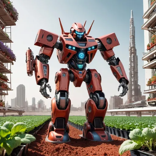 Prompt: mars as transformer with robot and city's with hydroponics and gun on the robots