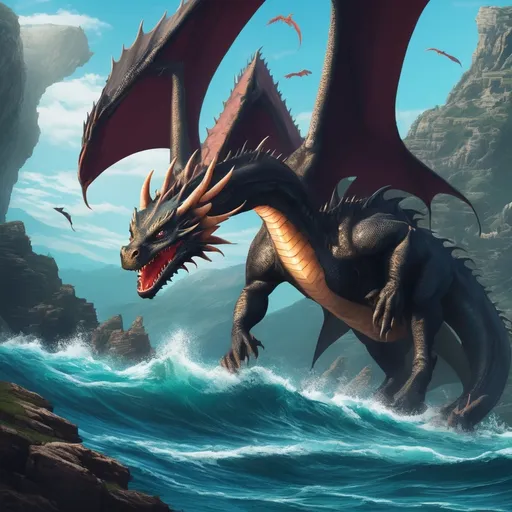 Prompt: dragons oceans