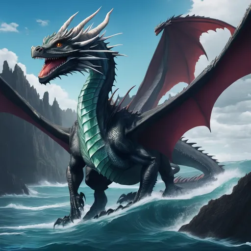 Prompt: dragons oceans