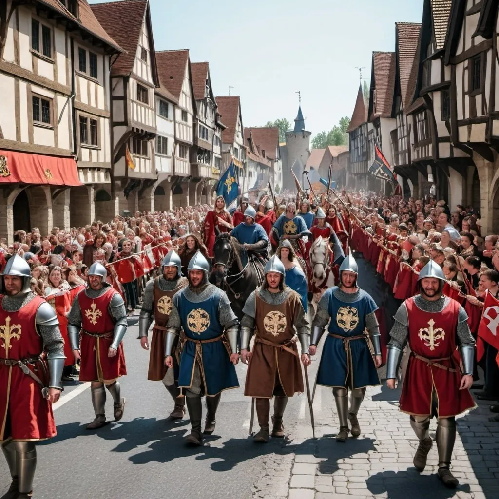 Prompt: medieval victory parade
