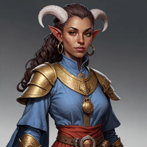 Prompt: D&D Tiefling woman cleric of Pelor