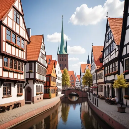 Prompt: Medieval Fantasy town based on Lübeck, Germany