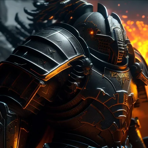 Prompt: Close-up cinematic shot of a fierce Space Marine from the World Eater faction, engaging in battle with machine cult forces, full body, 3D rendering, futuristic baroque style inspired by John Blanche, Ian Miller, and Mark Gibbens, intense and dramatic lighting, highres, ultra-detailed, chaotic battle scene, Gothic 80's movie theme, professional, vibrant color palette, dynamic composition