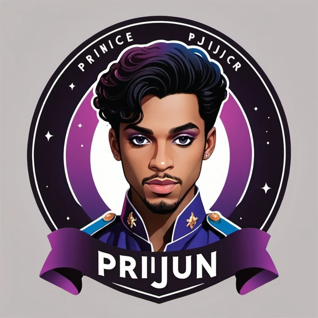 Prompt: A logo of Prijun which stands for Prince Junior in dark colorful 