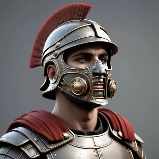 Prompt: Sci-fi generic roman soldier with face mask 