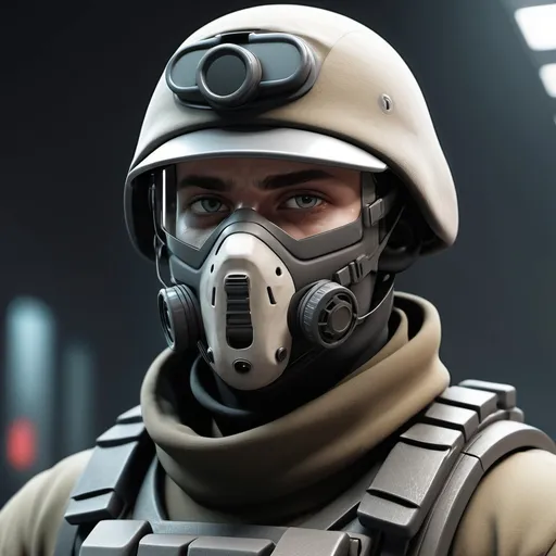 Prompt: Sci-fi generic german soldier with face mask 