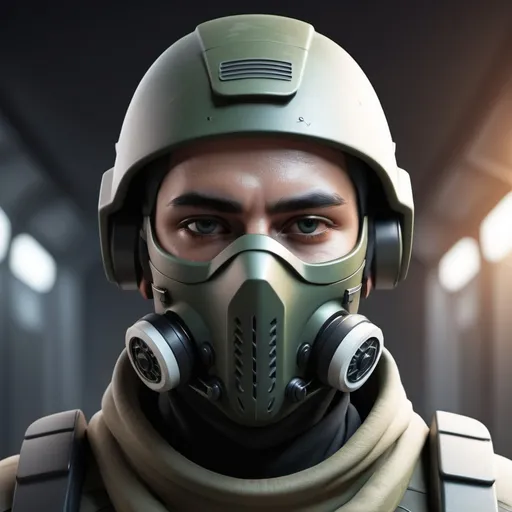 Prompt: Sci-fi generic soldier with face mask 