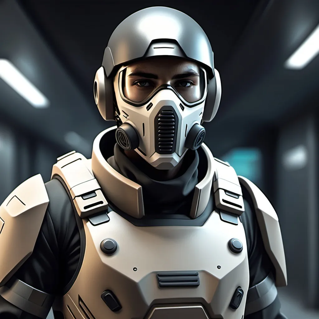 Prompt: Sci-fi generic soldier with face mask 