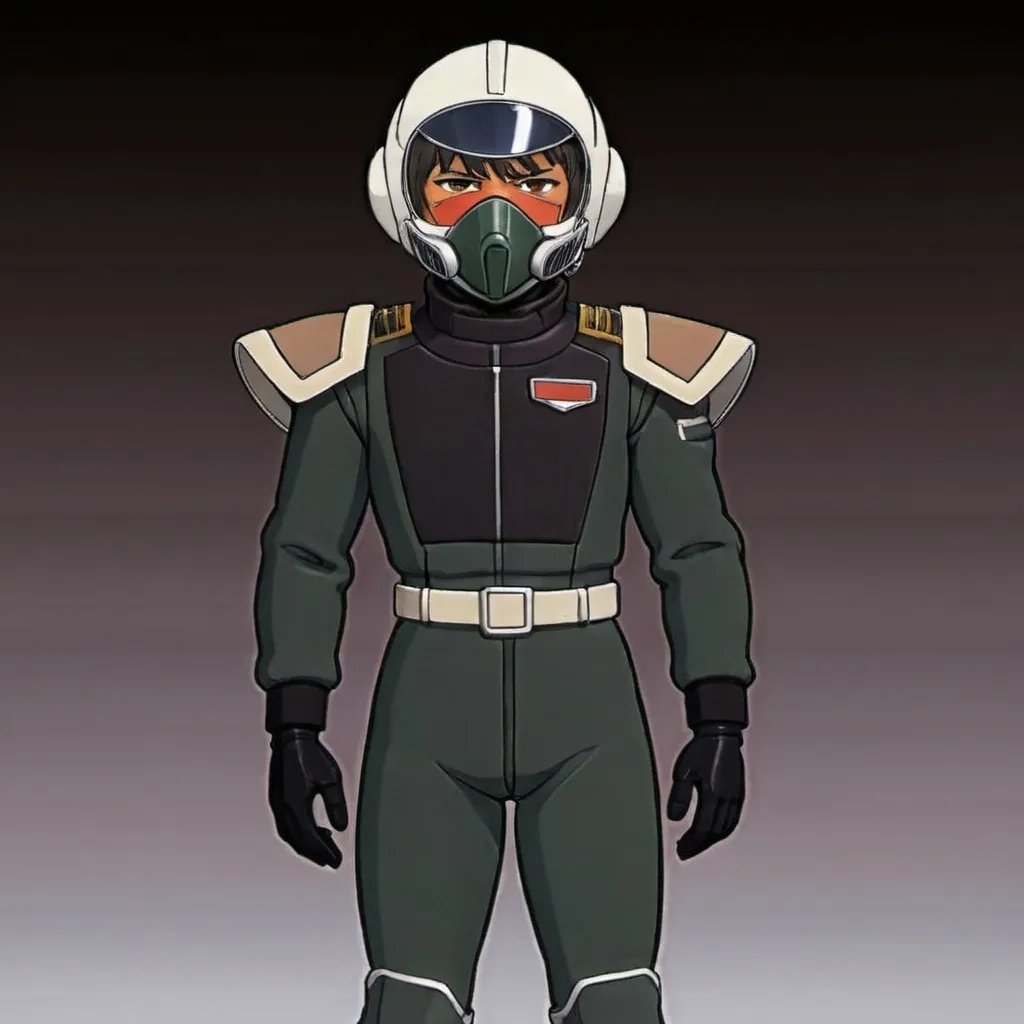 Prompt: Zeon pilot with face mask helmet 