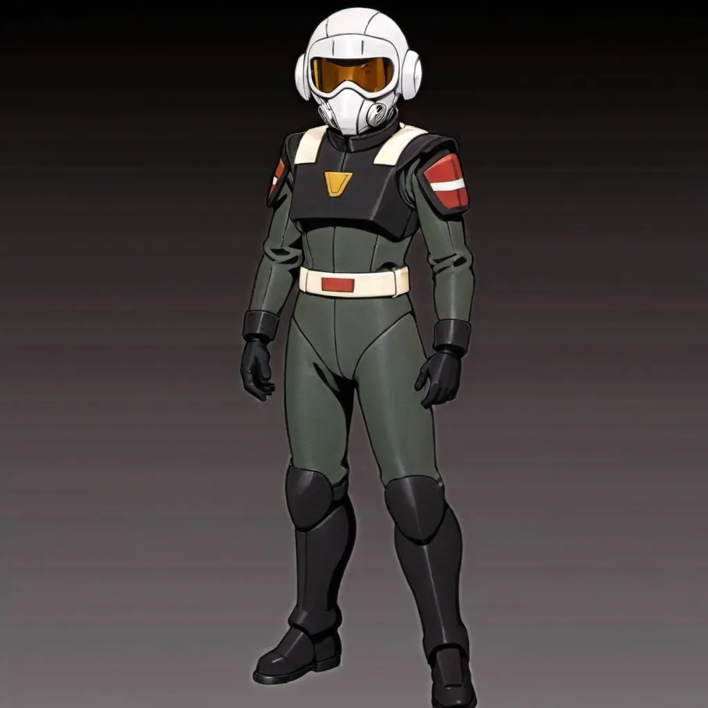 Prompt: Zeon pilot with face mask helmet 