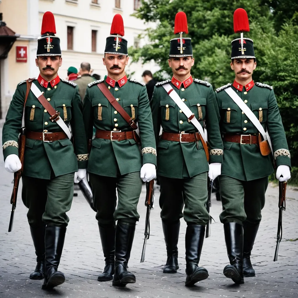 Prompt: traditional hungarian soldiers
