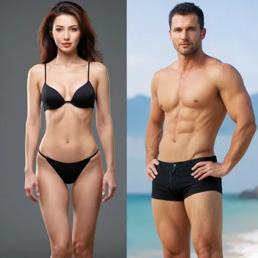 Prompt: most attractive ideal body of man and woman