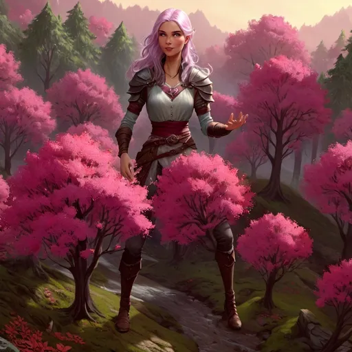 Prompt: All red and pink with hearts. A top-down map of a forest, 2d dnd battlemap, highly details, 8k