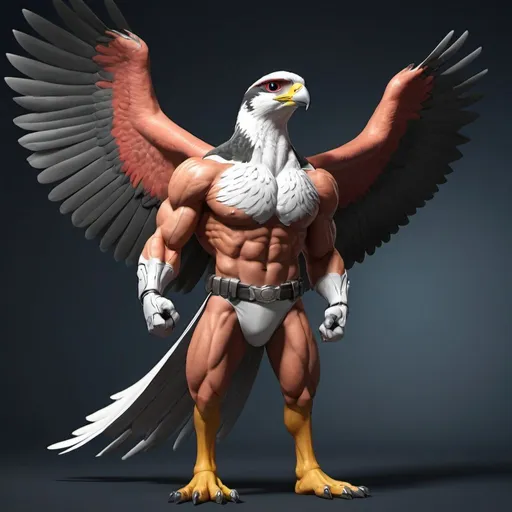 Prompt: create a superfalcon with muscles
