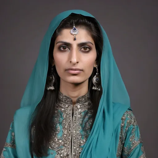 Prompt: Tall pakistani woman  who is half alien 