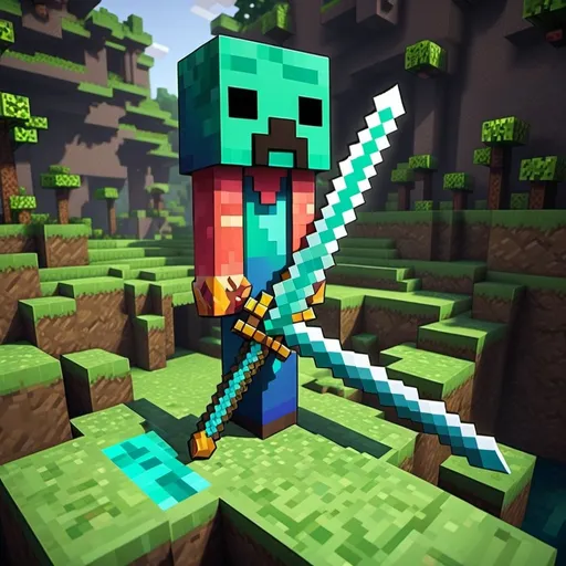 Prompt: Generate me a inage for minecraft sword names floppa sword in 32x32x pixels