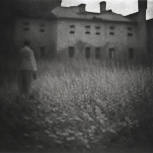 Prompt: film grain, monochrome, 1959, creepy old photo, Ukraine