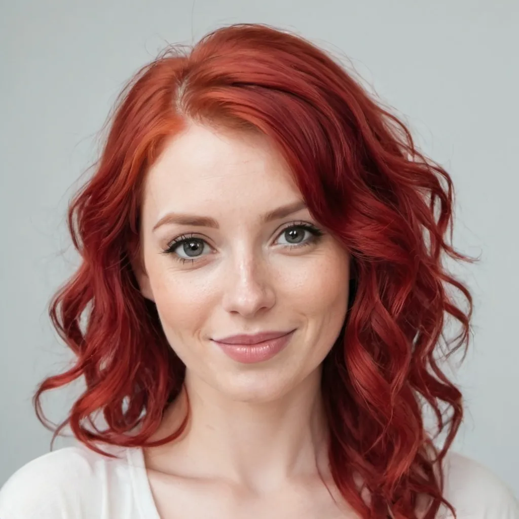 Prompt: Cute woman with Red waivy hair