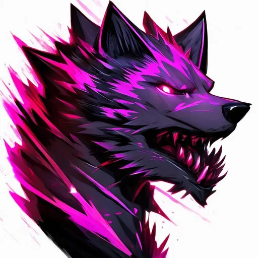 Prompt: Hyper wolf red and black epic profile picture fanart 