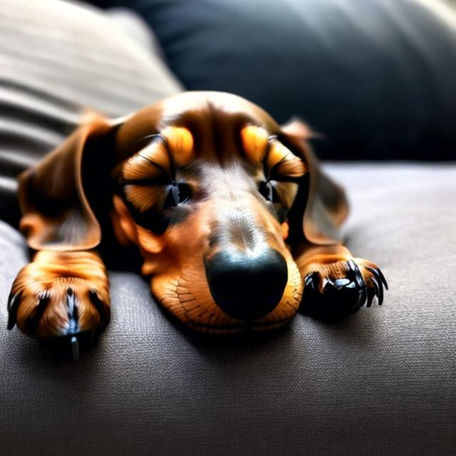 Prompt: a dachshund sleeping