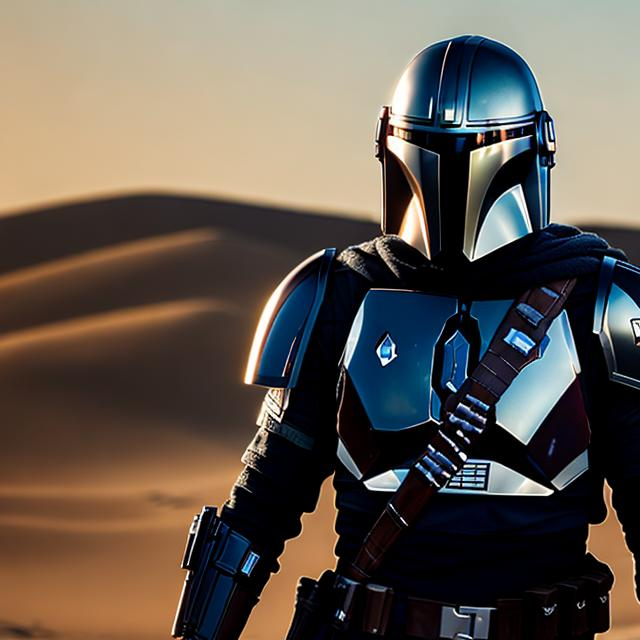 Prompt: selfie of the mandalorian, (((full body visible))), looking at viewer, portrait, photography, detailed skin, realistic, photo-realistic, 8k, highly detailed, full length frame, High detail RAW color art, piercing, diffused soft lighting, shallow depth of field, sharp focus, hyperrealism, cinematic lighting, full body