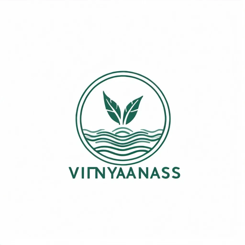 Prompt: Create a logo image for an environmental company. The image should be a stylized, simple design with a single line drawing. The image must represent the Vietnamese people and the environmental elements of land, water, and air.