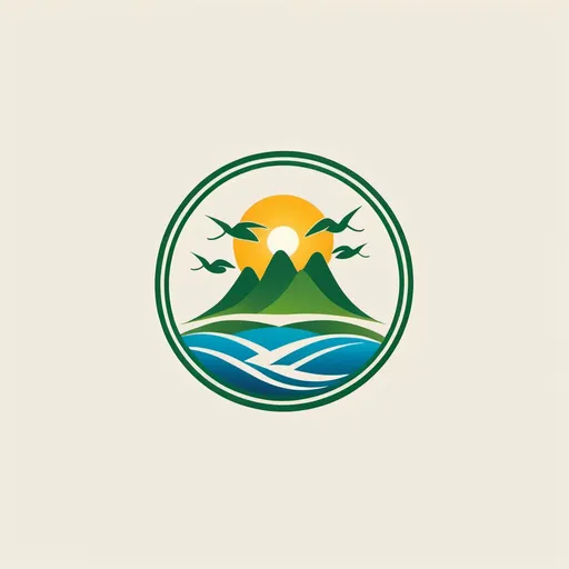 Prompt: Create a logo image for an environmental company named Môi Trường Việt. The image should be a stylized, minimalist design that represents the Vietnamese people and the environmental elements of land, water, and air. Simple, simple and simple