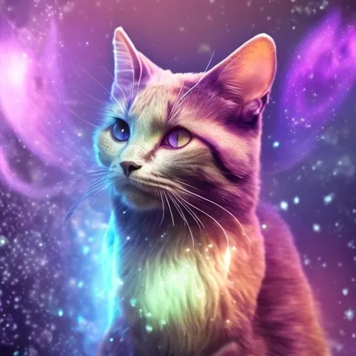 Prompt: Magical cat with purple aura