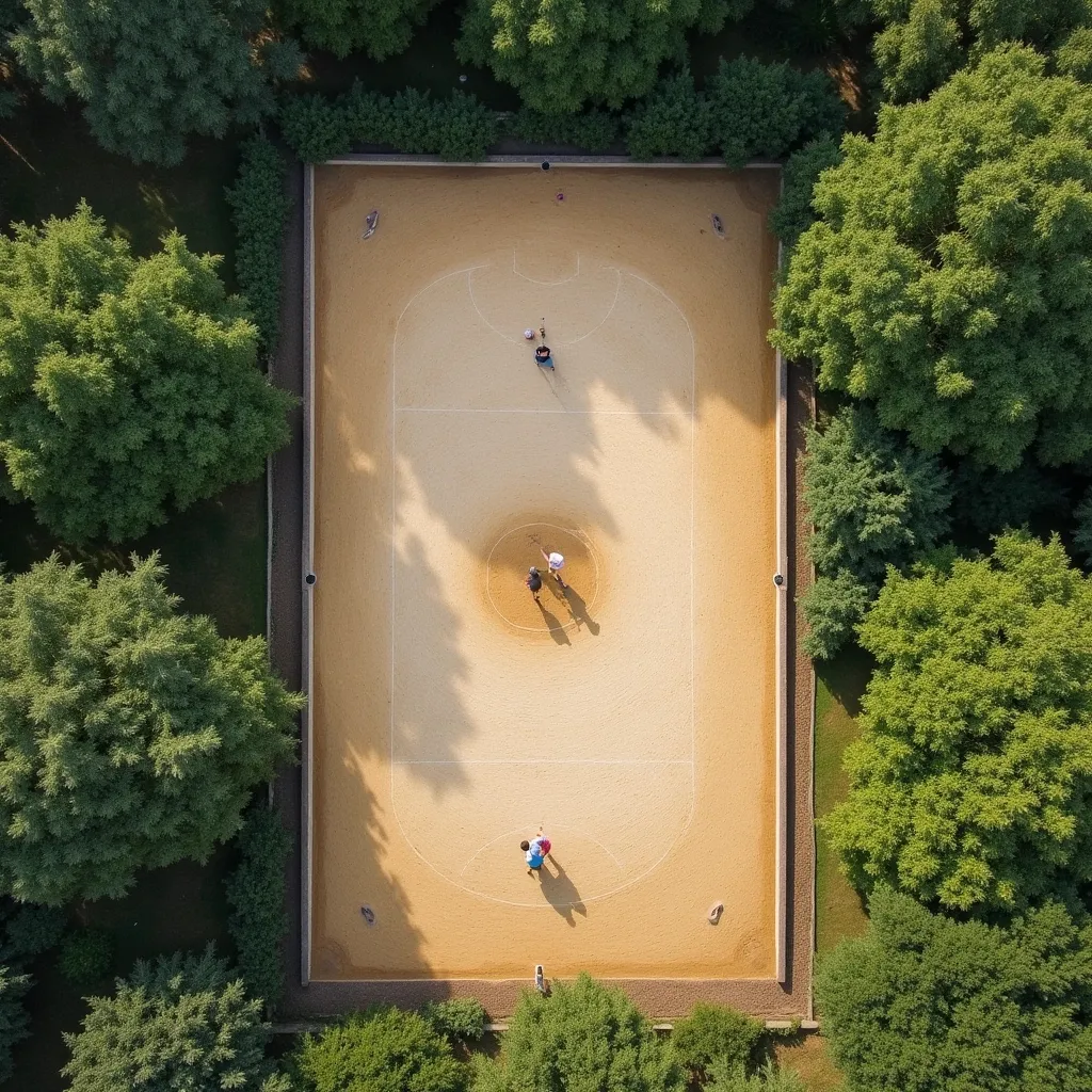 Prompt: Petanque  court from the top