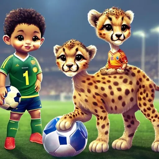 Cheetah Cub Playing With Football - Football - Sticker