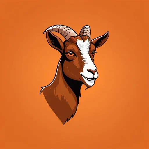 Prompt: brown cartoon goat head. orange background. simple. make the head side-profile.make it professional 


