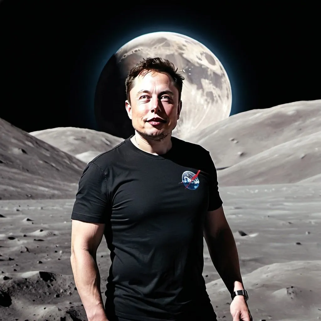 Prompt: Elon musk on moon
