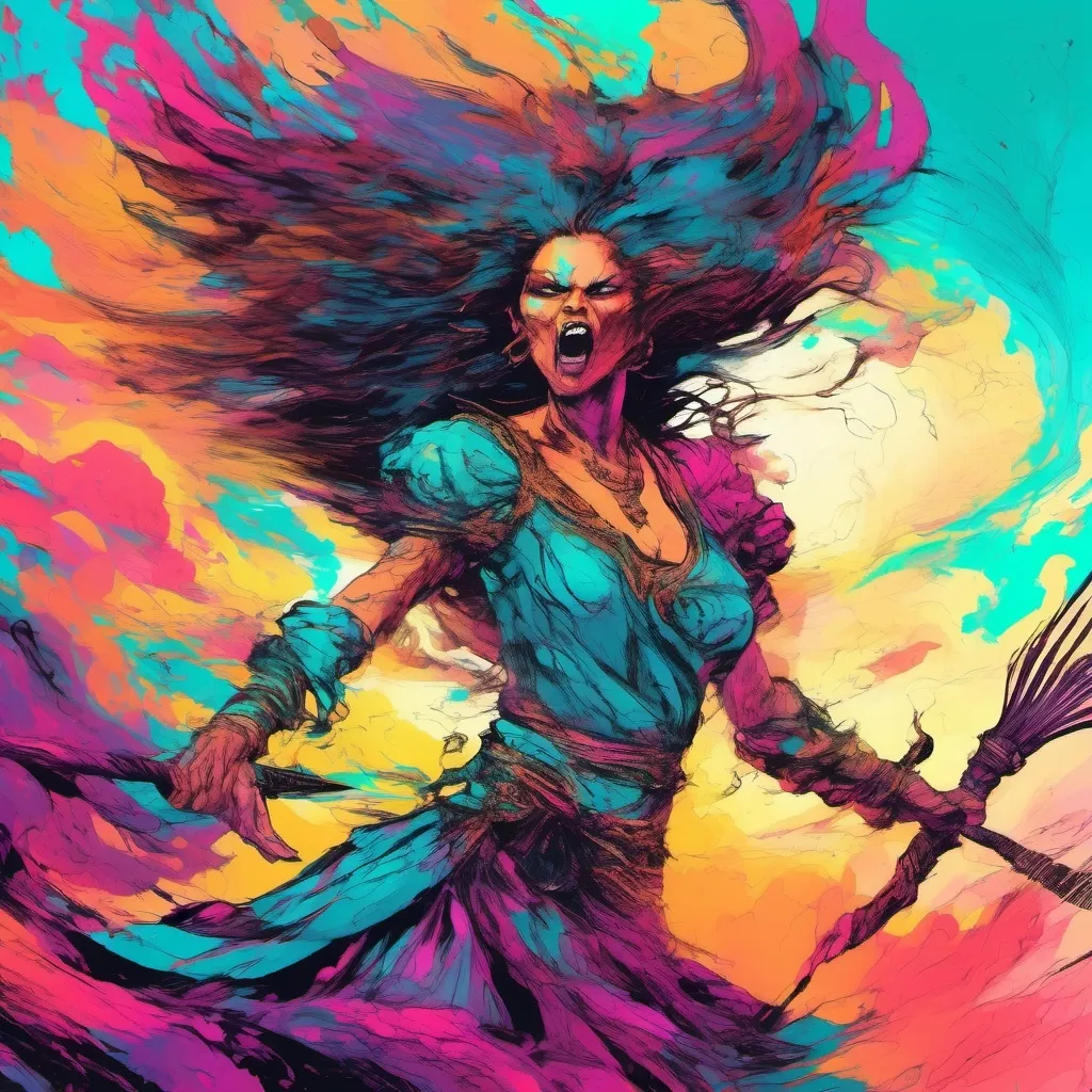 Prompt: A half-(devil) woman throwing a spear, (dynamic action pose), vivid colors, dramatic lighting, intense expression, intricate details on devil features, flowing hair, atmospheric background with swirling clouds, energy radiating from the spear, depicting a fierce determination, (fantasy theme) 4K, ultra-detailed, captivating composition, conveying power and grace in motion.