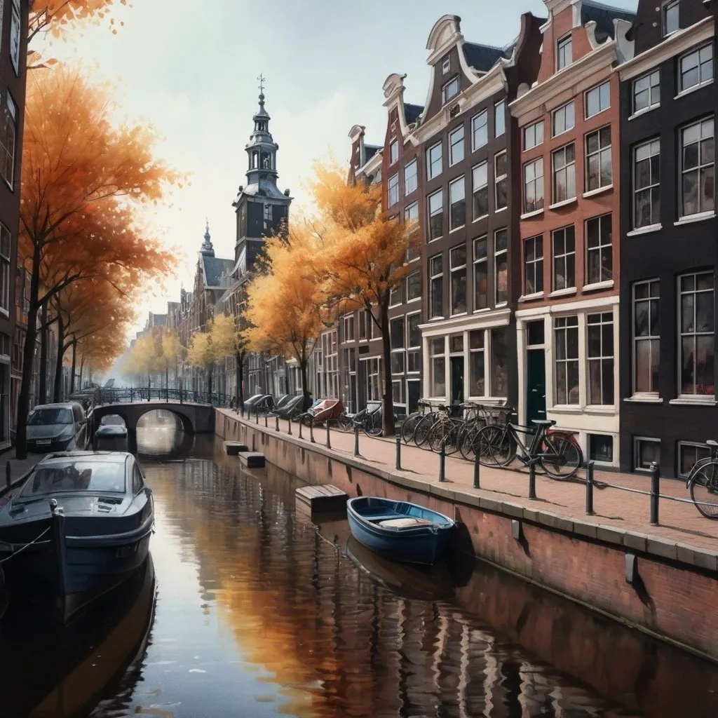 Prompt: Amsterdam watercolor, trending on artstation, sharp focus, intricate details, highly detailed, urban landscape city architecture details painting colorful drawing sketch, Watercolor, trending on artstation, sharp focus, studio photo, intricate details, highly detailed, by greg rutkowski, by Jacob Lawrence and Francis picabia, perfect composition, beautiful detailed intricate insanely detailed octane render trending on artstation, 8 k artistic photography, photorealistic concept art, soft natural volumetric cinematic perfect light, chiaroscuro, award - winning photograph, masterpiece, oil on canvas, raphael, caravaggio, greg rutkowski, beeple, beksinski, giger