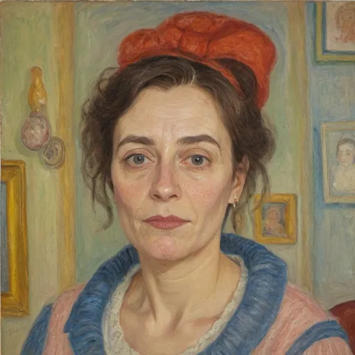 Prompt: A portrait of a woman in the style of James Ensor